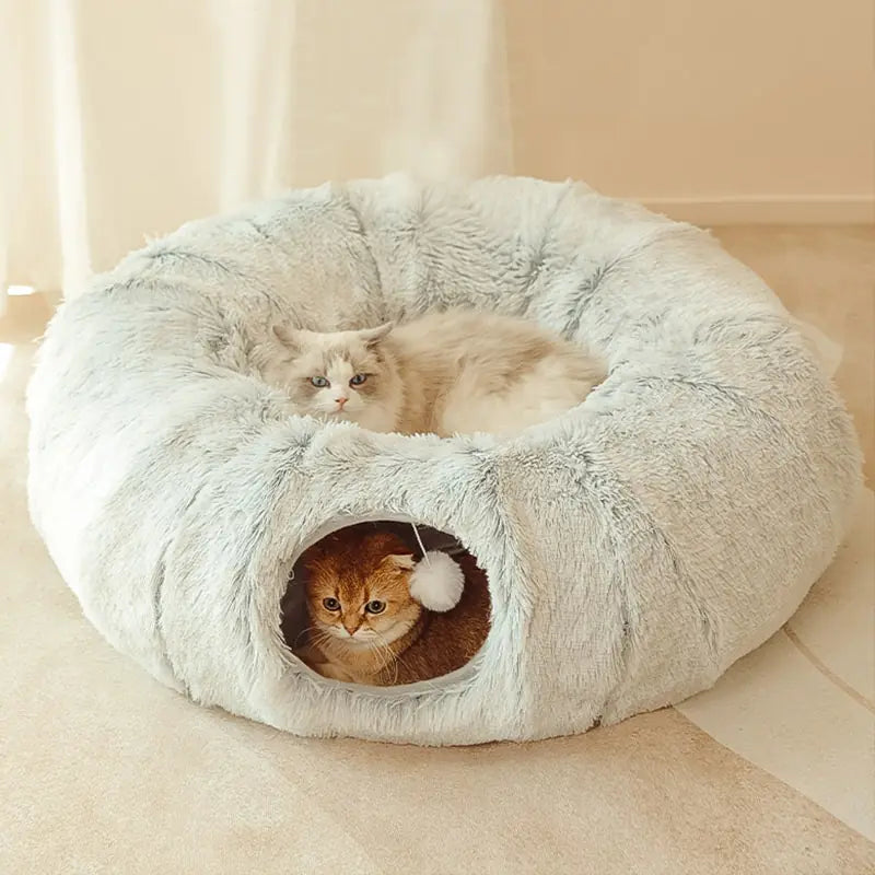 Pawfect 2 In 1 Round Tunnel Cat Beds