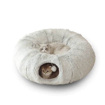 Pawfect 2 In 1 Round Tunnel Cat Beds